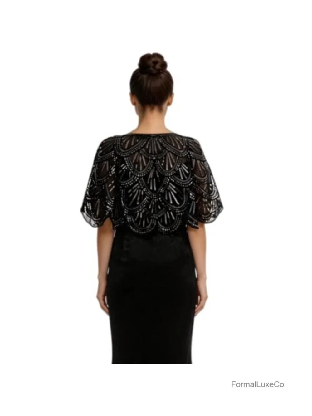 Sequined Flapper Cape Shawl for Weddings